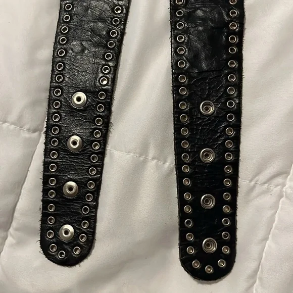 Studded rhinestone stars Black gold metallic Leather Belt 80s Vintage Black Gold Studded Rhinestone Belt by Michael  main image 4